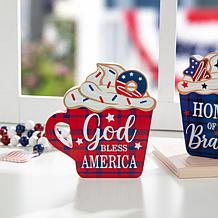 Patriotic/Americana 2-pack Wooden Coffee Cup Table Décor