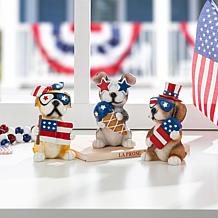 Patriotic/Americana 3-pack 4.5"H Resin Dog Table Décor