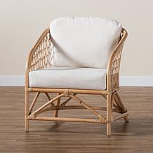 Patsy Boho-Style Rattan Armchair with Plush Cushions