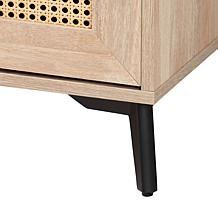 Pavone Mid-Century Kitchen Cabinet with Rattan Accents