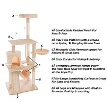 Pet Adobe 61.5" Cat Tree– Hammocks, Scratching Posts, and Condo, Beige