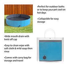 Pet Adobe Collapsible Dog Pool and Bath with Drain - Blue