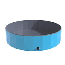 Pet Adobe Collapsible Dog Pool and Bath with Drain - Blue