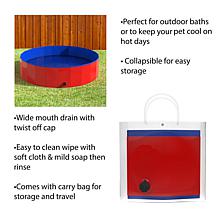 Pet Adobe Collapsible Dog Pool and Bath with Drain - Red