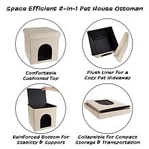 Pet Adobe Dog and Cat House Ottoman - Microsuede Tan