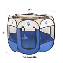Pet Adobe Portable Pop-Up Pet Playpen - Blue (31.5")