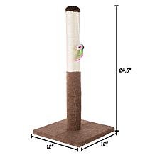Pet Adobe Tall Cat Scratching Post with Toy - Tan