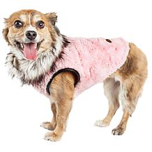 Pet Life Luxe Chauffurry Zebra Pattern Faux Mink Fur Dog Coat