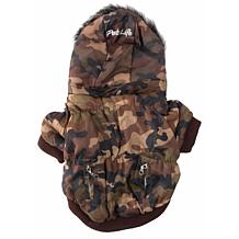 Pet Life Metallic Fashion Dog Parka Coat with Removable Hood