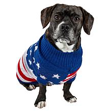 Pet Life Patriot Independence Star Ribbed Turtleneck Dog Sweater