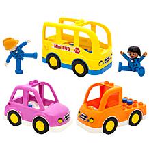 PicassoTiles People Character Figure Set with 3 Cars