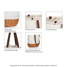Picnic Time Coronado Canvas & Willow Basket Tote - Canvas w/ Accents
