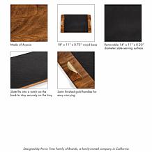 Picnic Time Covina - Acacia & Slate Serving Tray, (Wood w/ Accents)