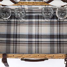 Picnic Time Newbury Basket - Navy Blue & Burgundy Plaid Pattern