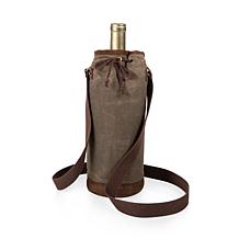Picnic Time Waxed Canvas Wine Tote, (Khaki Green)