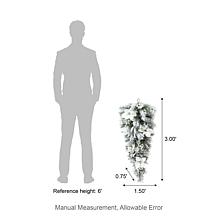 Pre-Lit 3' Snow Flocked Greenery Pine Poinsettia Christmas Teardrop 