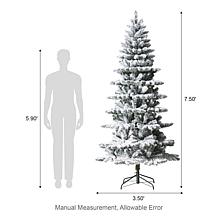 Pre-Lit 7.5' Flocked Slim Spruce Artificial Christmas Tree