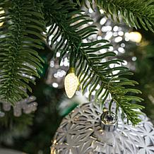 Pre-Lit Green Slim Fir Artificial Christmas Tree w/Strawberry Lights