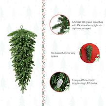 Pre-Lit Greenery Christmas Teardrop with Strawberry Lights