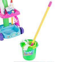 Pretend Play Cleaning Set with Caddy on Wheels by Hey! Play