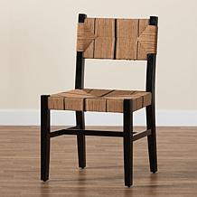 Prita Bohemian Mahogany Dining Chair with Woven Rope