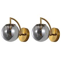 Psylla 2-Pack Smoke Grey Glass & Brass Wall Sconces