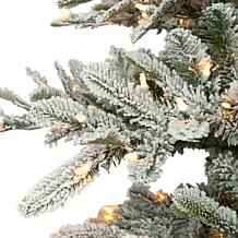 Puleo 7-1/2 ft. Pre-Lit Arctic Fir Flocked Artificial Christmas Tree