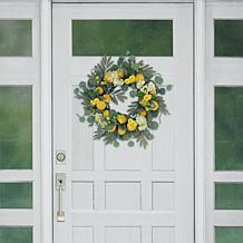 Puleo International 24" Artificial Lemon And Hydrangea Floral Wreath