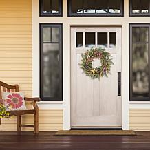 Puleo International 24" Artificial Salix Leaf Butterfly Floral Wreath