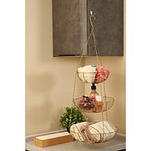 Puleo International 3-Tier Chrome Triple Hammock Produce Stand - Gold