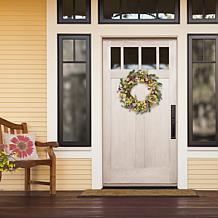 Puleo International 30" Artificial Dogwood & Daisy, Poppy Wreath
