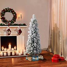 Puleo International 4.5' Artificial Flocked Tree with Stand, Green