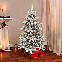 Puleo International 4.5' Pre-Lit Flocked Fir  Christmas Tree