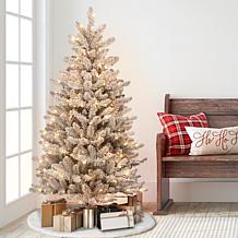 Puleo International 4.5' Pre-lit Flocked Slim Franklin Fir Tree