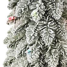 Puleo International 6' Pre-lit Flocked Pencil Tree 100 Colored Lights