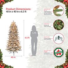 Puleo International 6.5' Pre-Lit Flock Slim Fraser Fir Christmas Tree
