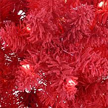 Puleo International 6.5' Pre-lit Flocked Fashion Red Tree