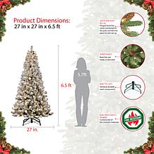 Puleo International 6.5' Pre-lit Flocked Vermont Pine Christmas Tree