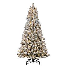 Puleo International 6.5' Pre-lit Flocked Vermont Pine Christmas Tree