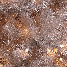 Puleo International 6.5' Rose Gold Tinsel  Christmas Tree