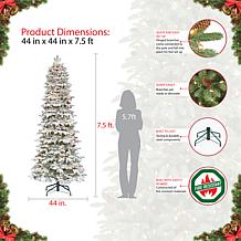 Puleo International 7.5' Lit Flocked Slim Spruce Artificial Tree