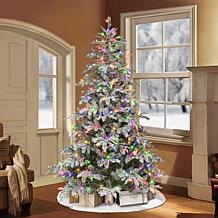 Puleo International 7.5' Pre-lit Flocked Aspen Fir Tree 
