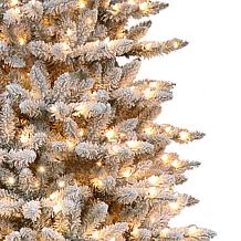 Puleo International 7.5' Pre-Lit Flocked Slim Fir Christmas Tree