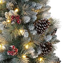 Puleo International 7.5' Pre-Lit Potted Sterling Pine  Christmas Tree