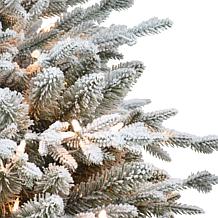 Puleo International 7.5' Prelit Flocked Slim Fir Tree 400 Clear Lights