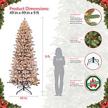 Puleo International 9'Prelit Slim Flocked Franklin Fir Artificial Tree