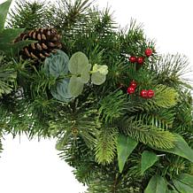 Puleo Intl. 24" Decorated Christmas Wreath with 120 Tips, Green