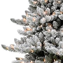 Puleo Intl. 6.5' Pre-lit Royal Majestic Spruce Green Tree Flocked Tree