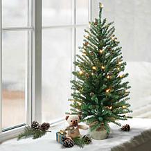 Puleo Intl. Pre-Lit 4' Fir Artificial Christmas Tree with Pines Cones