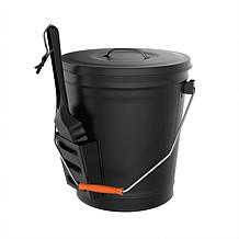 Pure Garden 4.75-Gallon Black Ash Bucket with Lid and Shovel